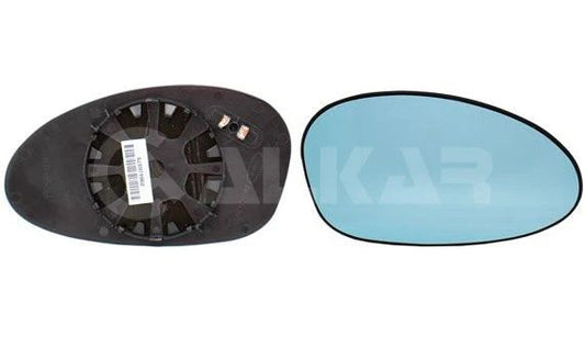 Cristal retrovisor derecho calefactable tono azul OEM 6413843 para BMW Serie 1 {E81 (116d, 116i)}. Compatible con vehículos con volante a la izquierda. Original ALKAR.