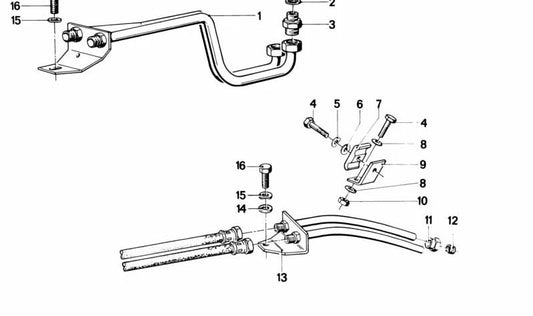 Tubería de refrigeración de aceite OEM 17221116645 para BMW E12 y E24 con motor M30 y cambio automático. Original BMW.