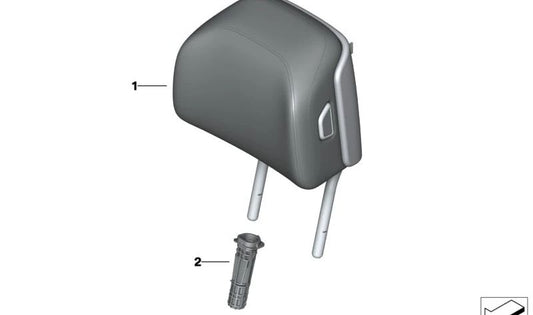 Reposacabezas de piel sintética OEM 52105A349C1 para BMW G70. Original BMW.