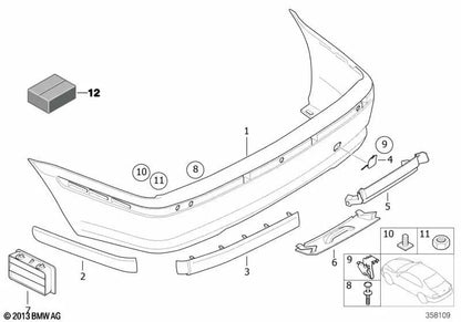 Capa de para-choque traseiro preparada para BMW Série 3 E46 (OEM 51127030591). BMW originais.