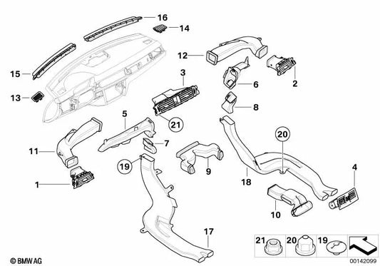 Duto de aquecimento do apoio para os pés direito para BMW E90, E91, E92, E93 (OEM 64227078190). BMW original