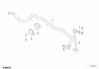Cojinete de estabilizador para BMW Serie 7 E38 (OEM 31351096103). Original BMW