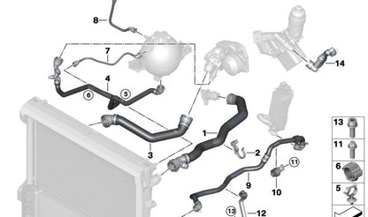 Kühlerschlauch/Schaltkreis OEM 17125A022D6 für BMW X3 G01 M40D (alle kompatiblen Modelle: TX01, TX02, TX05, 11DN, 12dn, 16dn, 21dn, 22dn, 25dn, 26dn). Original BMW.