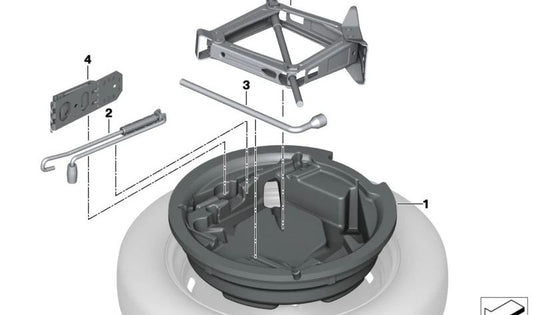 Bandeja organizadora para hueco rueda de repuesto OEM 71105A01AD9 para BMW X1 (U11), X2 (U10) y MINI Countryman SE (U25). Original BMW y MINI.