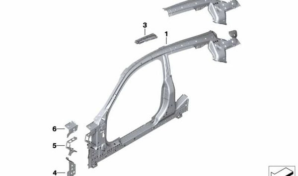 Refuerzo interior del marco del techo izquierdo OEM 41007494447 para BMW F92, G15. Original BMW.