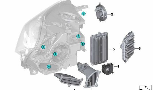 Módulo LED intermitente derecho OEM 63117442780 para BMW F15, F85, F16, F86, X5 y X6. Pieza original BMW.