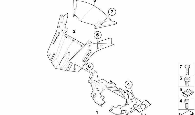 Recubrimiento faldón OEM 46637685033 para motos BMW K1200 GT y K1300 GT (K44). Original BMW Motorrad.