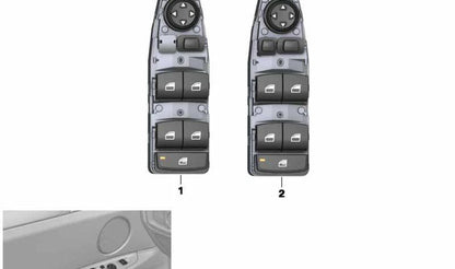 Interruptor elevalunas delantero izquierdo OEM 61319362107 para BMW F20, F21, F45, F46, F30, F31, F80, F36, F07, F10, F11, F06, F48, F39, F25, F26, F15, F16. Original BMW.