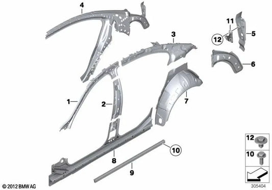 Right Opening Assist Console Reinforcement for BMW 7 Series F01, F02, F04 (OEM 41217313104). Original BMW