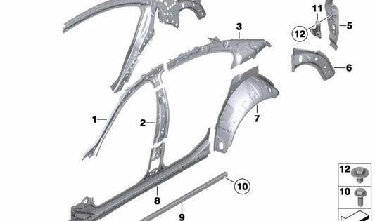 Pasarruedas esterno posteriore sinistro per BMW F02, F04 (OEM 4121720447). BMW originale