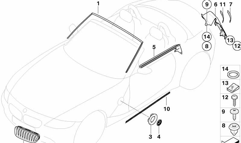 Marco trasero de piloto derecho imprimado OEM 51717078268 para BMW Z4 E85. Original BMW.