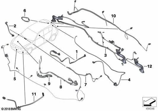 Rechte hintere Abdeckverkabelung für BMW F20, F21, F52 (OEM 61129357964). Original BMW.