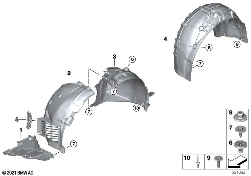 Rear right wheel arch cover for BMW 4 Series G82, G83 (OEM 51718086110). Original BMW.