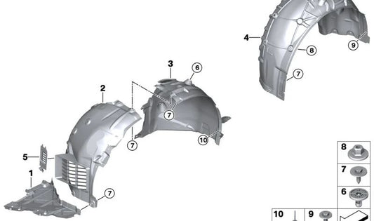 Couvercle de garde-boue arrière avant pour BMW G87 (OEM 51718082076). BMW d'origine
