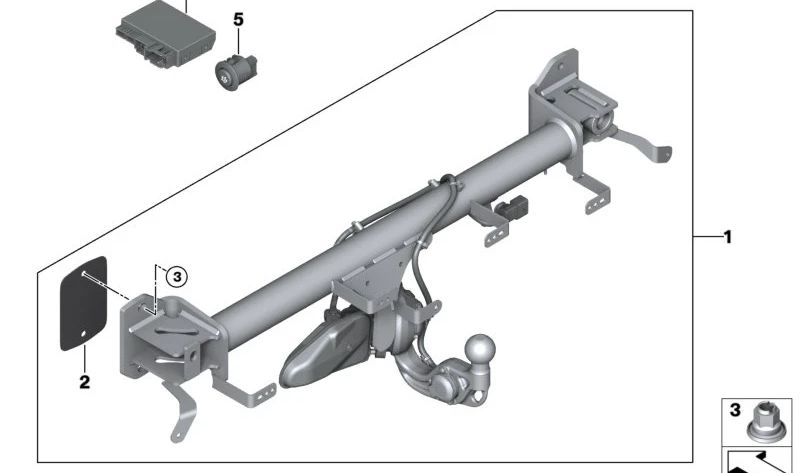 Módulo de control OEM 63115A64D38 para enganche remolque eléctrico en BMW G45, U06 {216i, 218d, 218i, 220d, X3 20 xDrive35e}. Original BMW.
