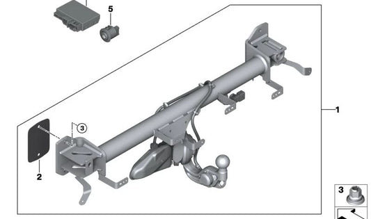 Módulo de control OEM 63115A64D38 para enganche remolque eléctrico en BMW G45, U06 {216i, 218d, 218i, 220d, X3 20 xDrive35e}. Original BMW.