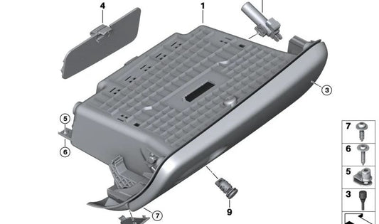 Guantera bloqueable izquierda OEM 51169339373 para MINI Cabrio F57, F57 LCI... y más. Original MINI.