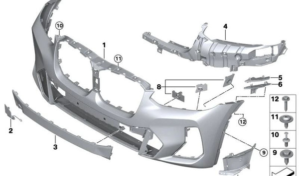 Tapa gancho remolque imprimada OEM 51115A797B6 para BMW X3 G01. Pieza original BMW.