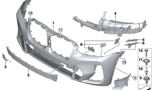 Left side air duct (Aircurtain) OEM 51118081203 for BMW X3 G01N, G08F, G08N and X4 G02N. Original BMW piece.
