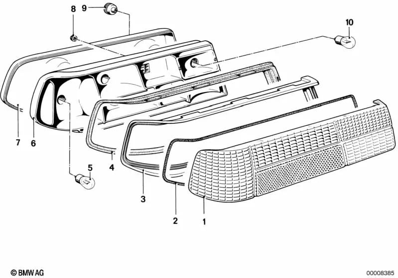 Right Light Glass für BMW E24 (OEM 63211361884). Original BMW