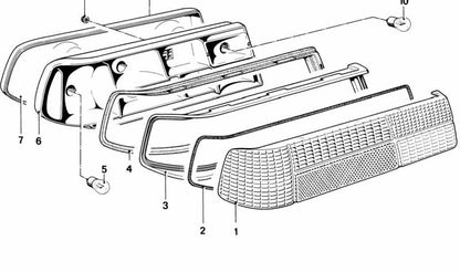 Tulipa trasera izquierda OEM 63211368017 para BMW E24 628CSi y 630CS. Modelos compatibles: E24 (628CSi, 630CS) de 1976 a 1987. Repuesto original BMW.