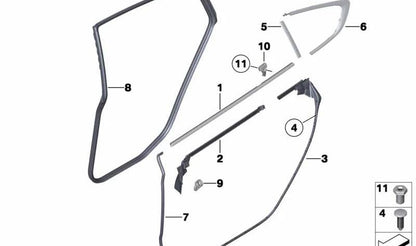 Embellecedor junta pilar C izquierdo OEM 51357453323 para BMW F07, F07N. Original BMW.