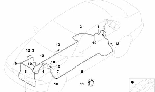 Rohrleitungsleitungssystem für BMW 7 E32, E38 (OEM 65728131682). Original BMW.