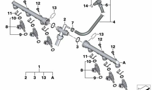Tubo de combustible OEM 13537108019 para BMW Motorrad R 1200 GS, R 1250 GS, K 1600 GT, K 1600 B, K 1600 Grand America, F 700 GS, F 800 GS, HP4, S 1000 RR. Original BMW Motorrad.