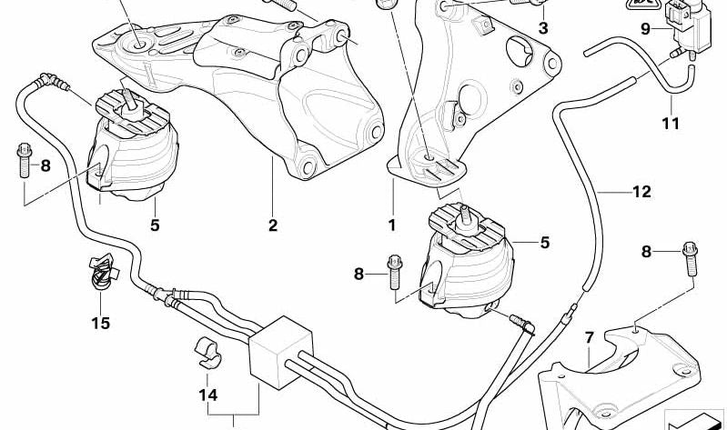 Soporte de motor OEM 22116769874 para BMW E60 y E61 (520d con motor M47 y N47). Compatible con versiones manuales y automáticas. Original BMW.
