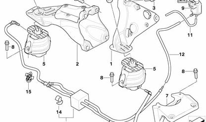 Soporte de motor OEM 22116769874 para BMW E60 y E61 (520d con motor M47 y N47). Compatible con versiones manuales y automáticas. Original BMW.