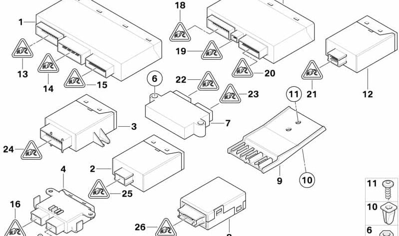 Módulo plegado retrovisores OEM 61359177976 para BMW E46 y MINI R50, R52, R53. Original BMW y MINI.