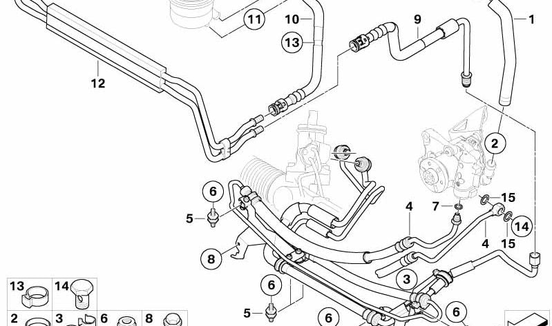 Tubería de retorno del radiador OEM 32413415038 para BMW E83. Original BMW.