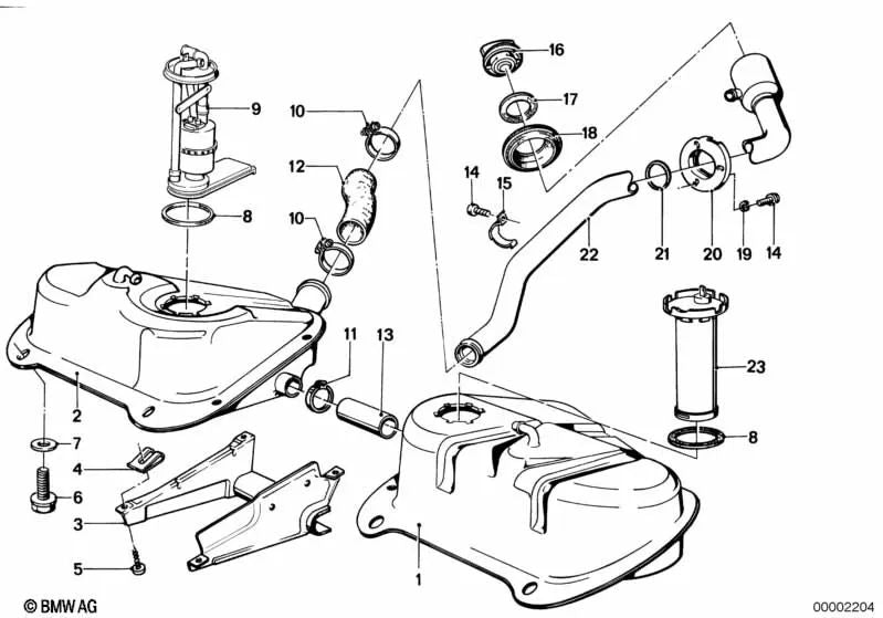 Tanque de combustível esquerdo para BMW E21 (OEM 16111151530). BMW original