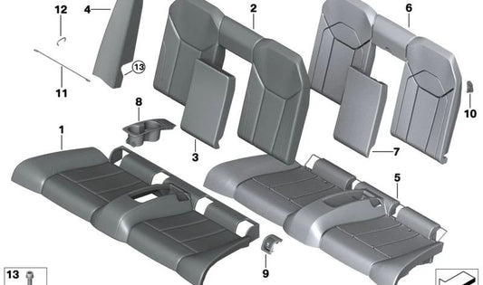 Portavasos trasero OEM 52209880250 para BMW Serie 4 G23, G23N, G83, G83N. Pieza original BMW.
