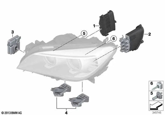 Headlight driver module for BMW F01N, F02N (OEM 63117355074). Genuine BMW