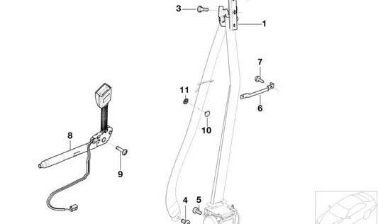 Cinturón de seguridad delantero izquierdo OEM 72119177109 para BMW E65, E66. Pieza original BMW.