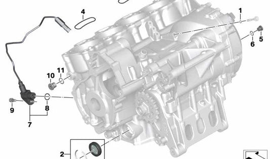 Anillo obturador toroidal OEM 11117717366 para motos BMW S 1000 RR, S 1000 R, S 1000 XR, HP4. Original BMW Motorrad.
