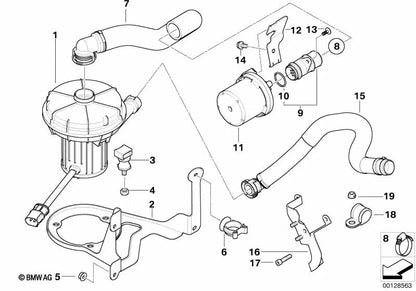 Saugschlauch für BMW 5 E60 -Serie, E60N, E61, Serie 6 E63, E64 (OEM 11727553096). Original BMW.