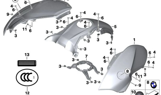 OEM bico 46638532168 para motocicletas BMW R 1200 Gs, R 1250 Gs, F 800 R, R 1200 RT, S 1000 XR ... e muito mais. BMW Motorrad original.