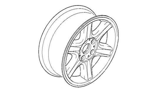 Star Radio Style Alloy Pneus II 7x15 ET20 OEM 36111092717 para BMW E34 518i e 518G. Compatível com caixas manuais e automáticas. BMW original.