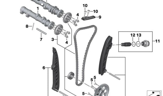 Juego de guías de cadena de distribución OEM 11008404490 para BMW Motorrad F 750 GS, F 800 GS, F 850 GS, F 900 GS, F 900 GS Adventure, F 900 R. Original BMW Motorrad.