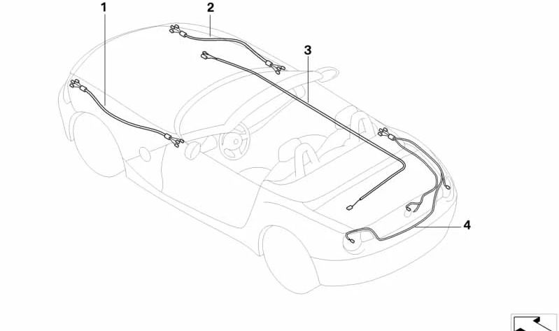 Kit de reparación de cableado trasero OEM 61119236658 para BMW Z4 E89. Original BMW.