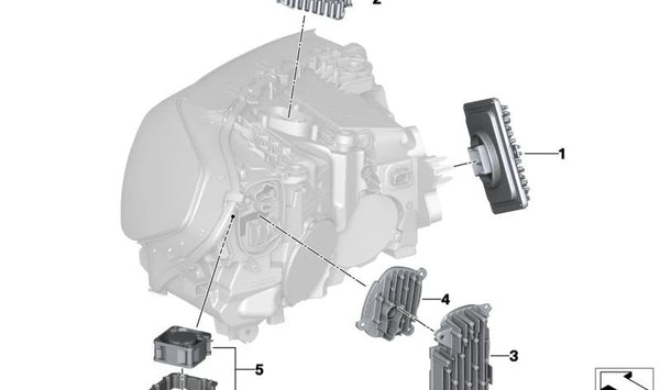 Módulo LED intermitente/Luz diurna izquierdo OEM 63115A0E631 para BMW G01, F97, G02, F98. Original BMW.