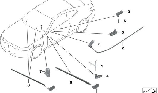 Light guide for BMW 2 Series G42, 3 Series G20, G21, G28, G80, 4 Series G22, G23, G26, G82, G83 (OEM 63316998139). Original BMW