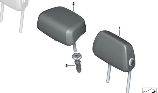 Reposacabezas central de cuero OEM 52208747364 para BMW X6 F96 y F96N. Color negro/gris. Original BMW.
