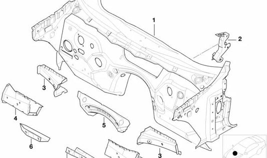 OEM 411182397 Reforço a granel esquerdo para BMW E46, E83. BMW original.