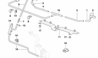 Manguera de limpia parabrisas centro OEM 61668360185 para BMW Serie 7 E38. Original BMW.