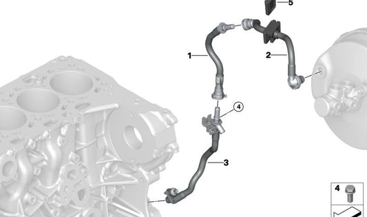 Tubo de vácuo com conector OEM 11668648865 para BMW G30, G31, G38, G32. Peça original da BMW.
