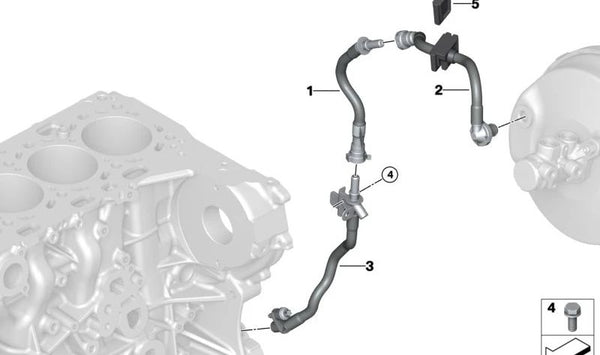 Tubo de vacío OEM 11668599234 para BMW G20 330d (modelos: 50CD, 51CD, 52CD, 58CD, 5X00, 5X01, 5X02, 5X08, xDrive 50FU, xDrive 51FU). Original BMW.