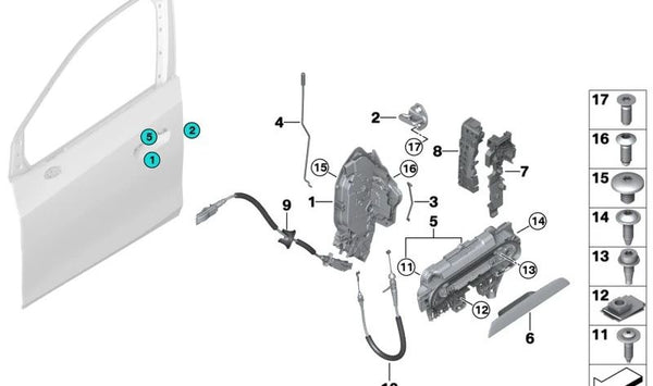 Embellecedor maneta exterior de puerta imprimado OEM 51215A69074 para BMW U06 (Serie 2 Active Tourer). Pieza original BMW.